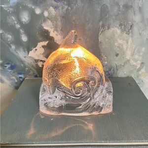 Vintage 90s Dolphin Tealight Candle Holder Partylite Clear Glass Votive Candles